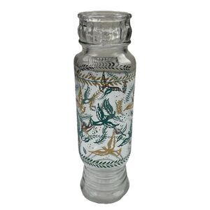 Vintage Glass Jar George Briard Birds of Paradise Apothecary Gold Turquoise